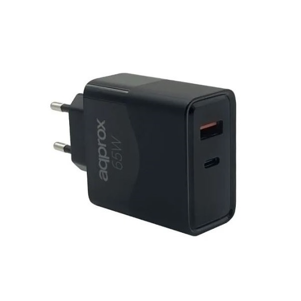 APPROX Hálózati töltő 65W + USB Type C kábel fekete (APPUSBWALL65W)