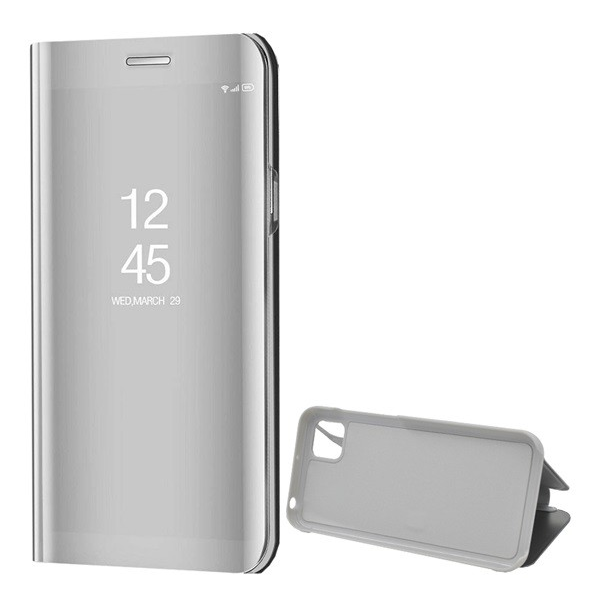 Tok álló (aktív FLIP, oldalra nyíló, asztali tartó funkció, tükrös felület, Mirror View Case) EZÜST [Honor 9S] (5996457981106)