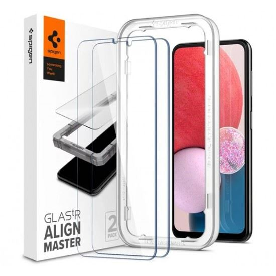 Комплект защитни фолиа Spigen, ALM GLAStR, съвместими със Samsung Galaxy A13 4G, Стъклени, 2бр., Прозрачен