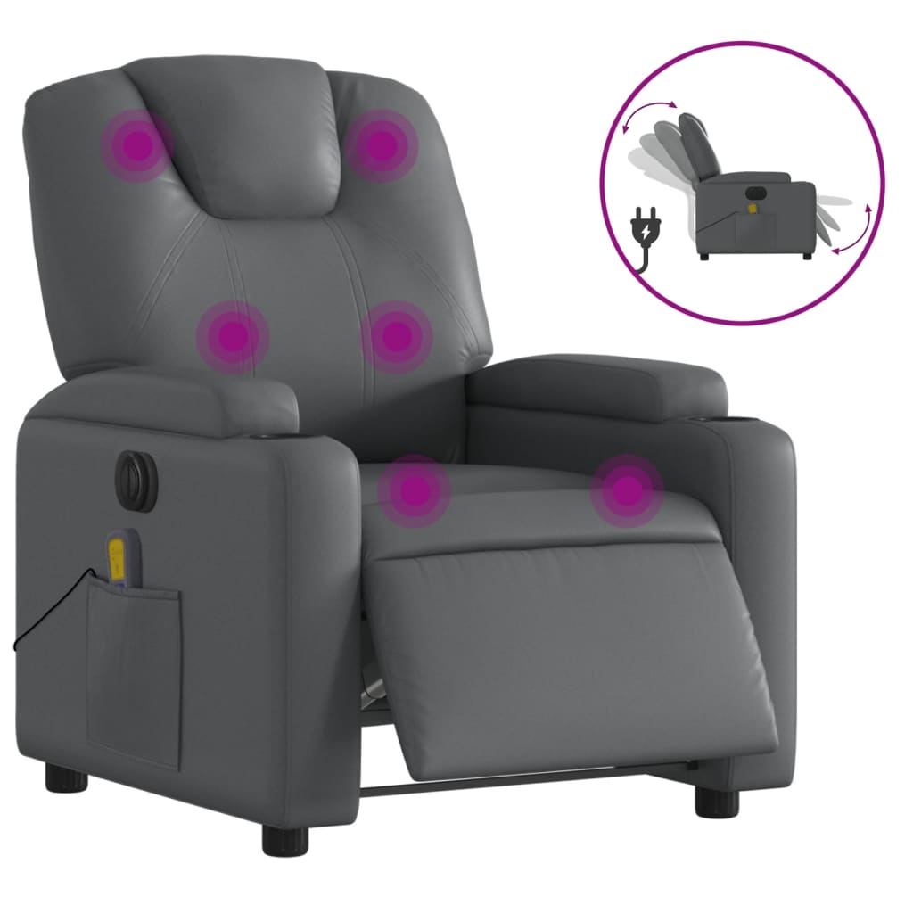 szürke műbőr elektromos dönthető masszázsfotel (3204426)