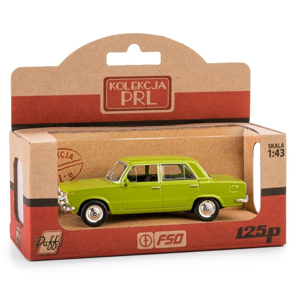 Daffi Prl Fiat 125P zöld autó fém és műanyag modell (1:43) (K-586)