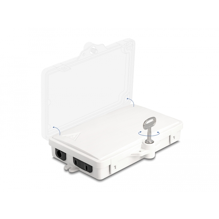 Delock Optikai szál elosztó doboz beltéri és kültéri használatra IP65 vízálló, zárható 2 portos fehér (87899) (87899)