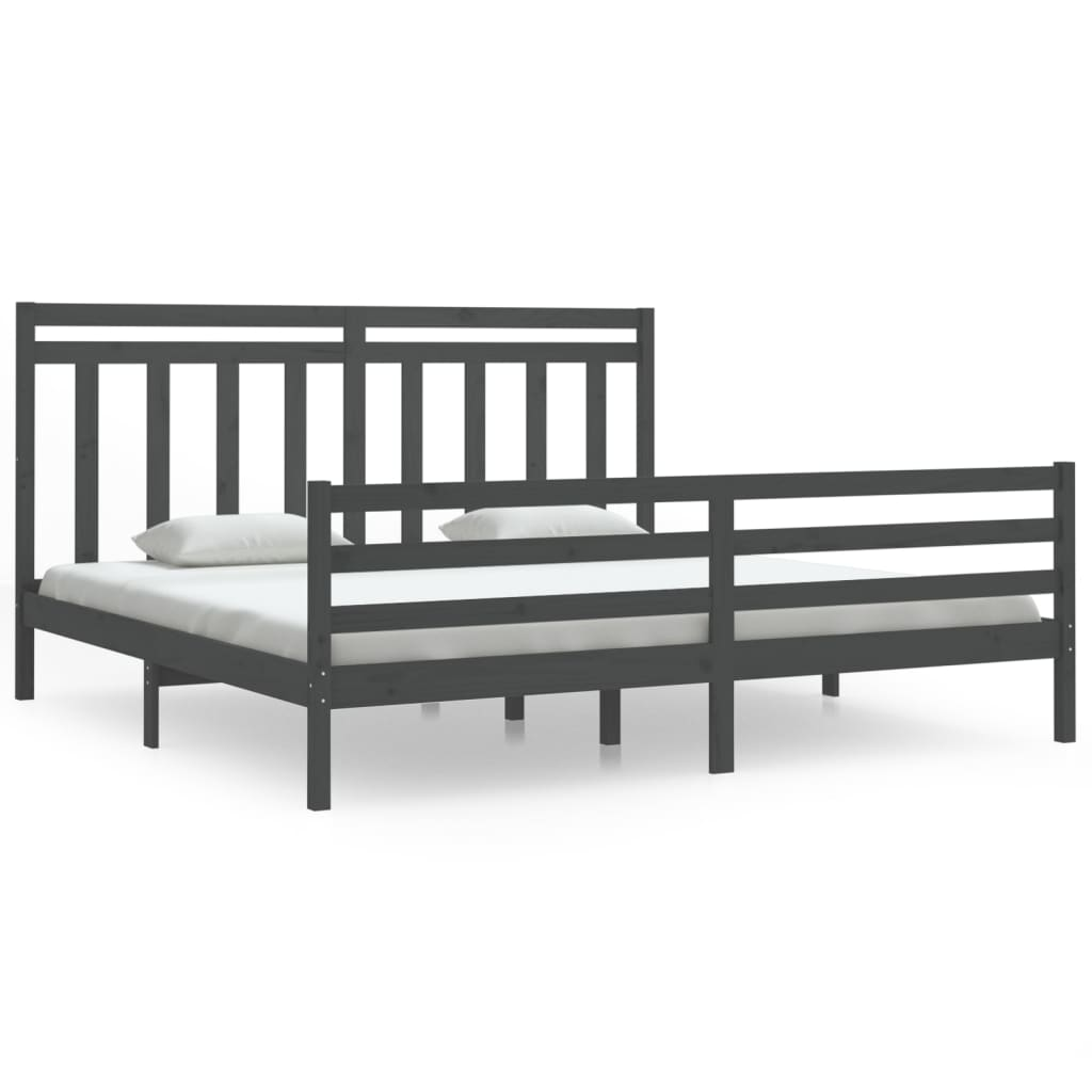 szürke tömör fa ágykeret 200 x 200 cm (3105337)