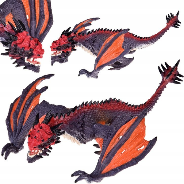 Szürke-Narancssárga Sárkány Rugalmas Szárnyakkal - 19 Cm X 21 Cm X 6 Cm