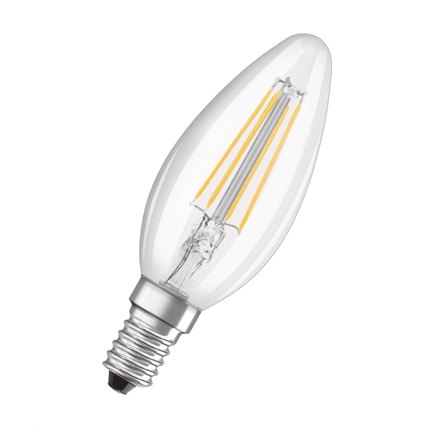 Комплект от 2 крушки LED Osram Base Filament B40, E14, 4W (40W), 470 лумена, A++, Топла светлина (2700K), Енергиен клас E