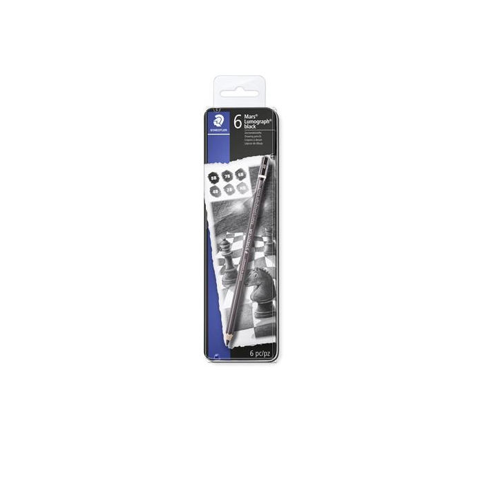 Staedtler Mars Lumograph Hatszögletű Grafitceruza készlet fém dobozban - 6 különböző keménység (100B G6)