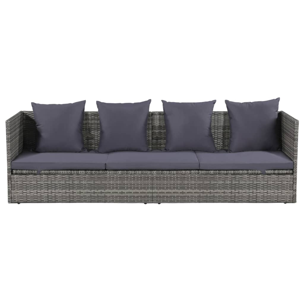 szürke polyrattan kerti ágy 200 x 60 cm (43959)