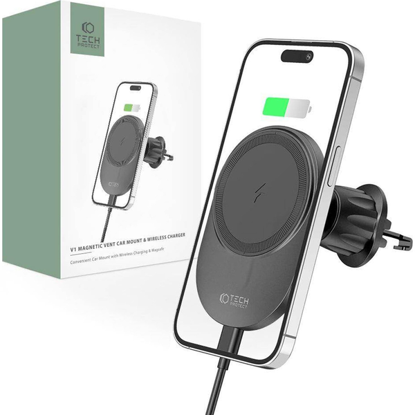 TECH-PROTECT MAGNETNI NOSILEC ZA AVTO BREZŽIČNI POLNILEC 15W ZA MAGSAFE ČRN