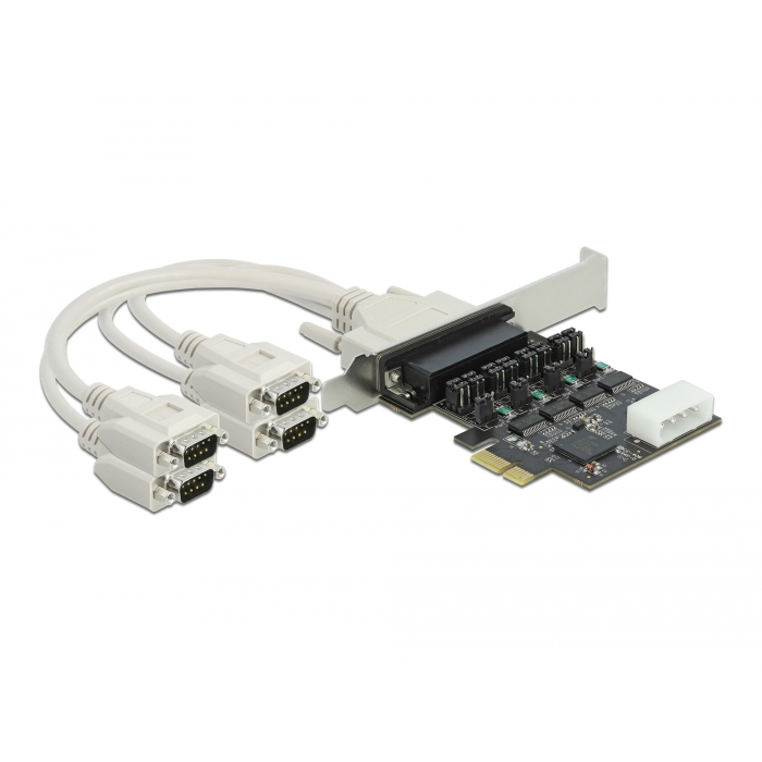 Delock PCI Express Kártya > 4 x soros RS-232 tápfeszültséggel 5 V / 12 V (89895) (89895)