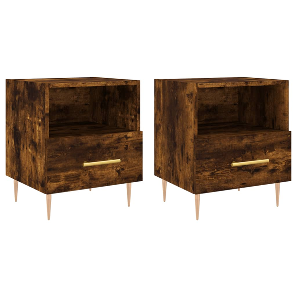 Комплект нощни шкафчета vidaXL, 2 бр, Опушен дъб, 40x35x47,5 см, Инженерно дърво, 19.3 Kg
