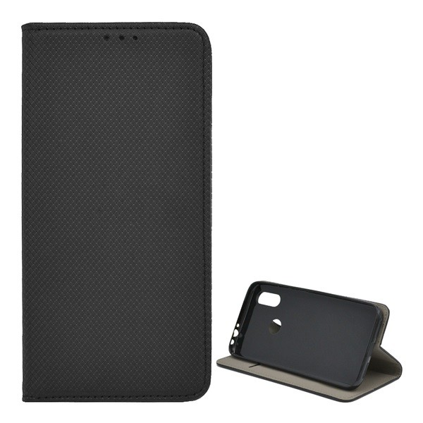 Tok álló, bőr hatású (FLIP, oldalra nyíló, asztali tartó funkció, rombusz minta) FEKETE [Xiaomi Redmi 7 (Redmi Y3)] (5996457871131)