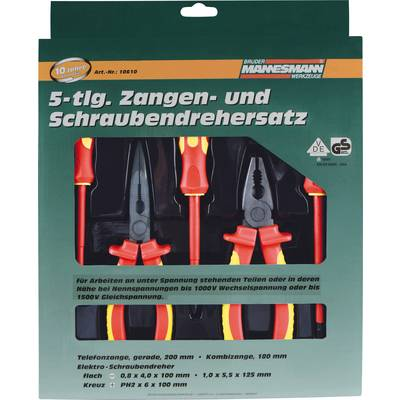 Комплект клещи и изолирани отвертки B.MANNESMANN, 1000V, 5 части