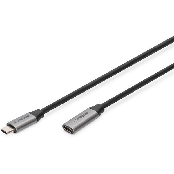 Digitus DB-300230-010-S USB-C apa - USB-C anya 3.0 Hosszabbító kábel - Fekete (1m)
