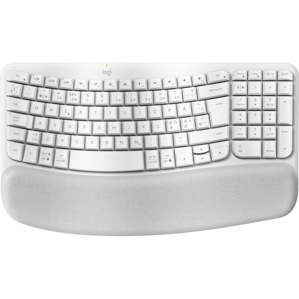 Logitech Wave Keys tastatur Kontor RF trådløs + Bluetooth QWERTY Dansk, Finsk, Norsk, Svensk Hvid