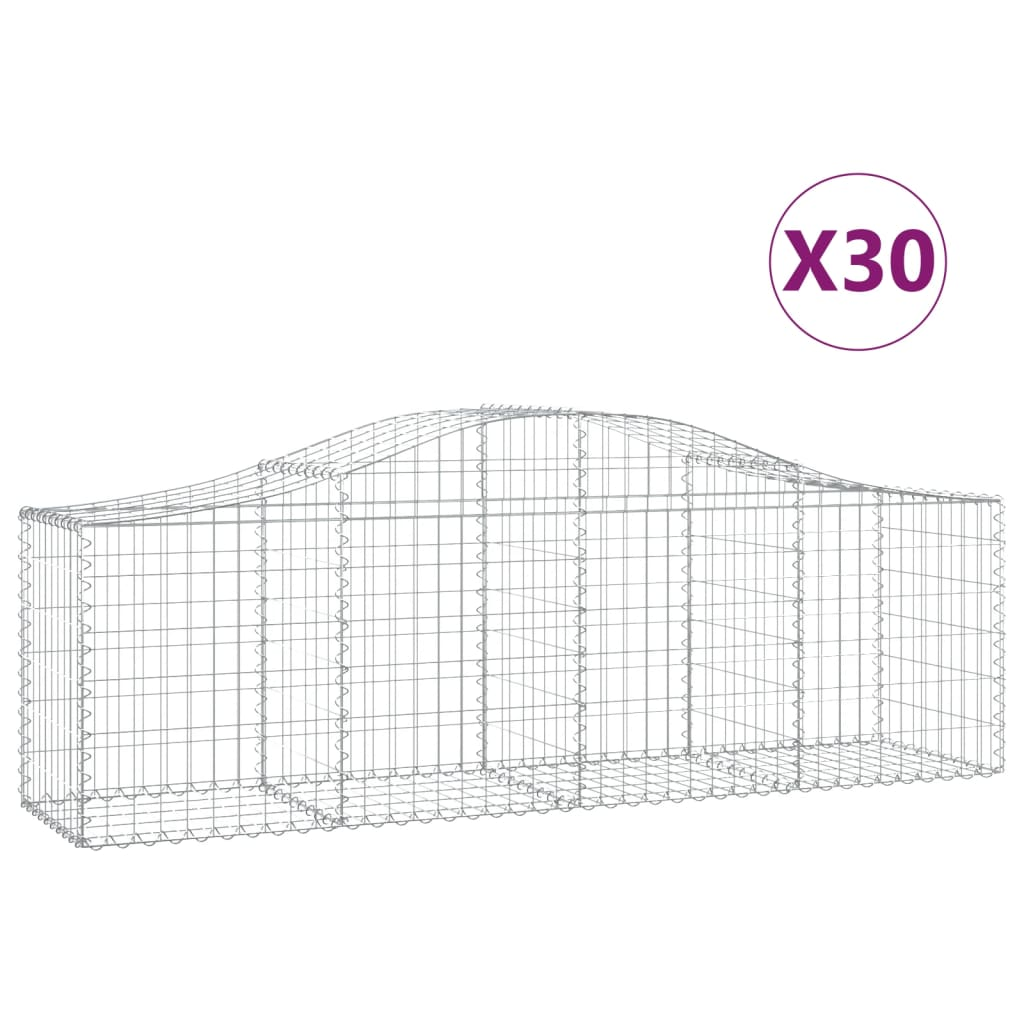 30 db íves horganyzott vas gabion kosár 200x50x60/80 cm (3145615)