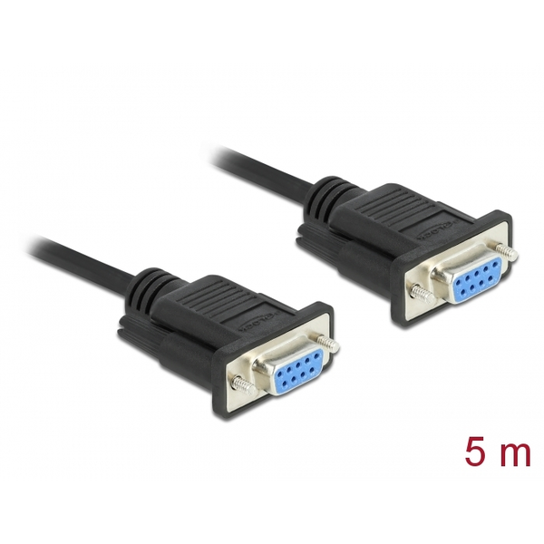 Sériový kabel RS-232 D-Sub 9-pin samice - samice, null modem, 10 m Delock