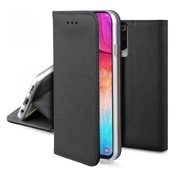 gigapack Tok álló, bőr hatású (FLIP, oldalra nyíló, asztali tartó, rombusz) FEKETE Samsung Galaxy A51 5G (SM-A516F) " csomagolás" (GP-103000)