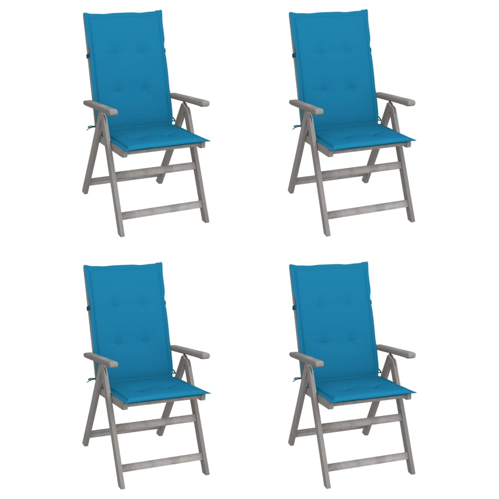 4 db dönthető tömör akácfa kerti szék párnával (3065381)
