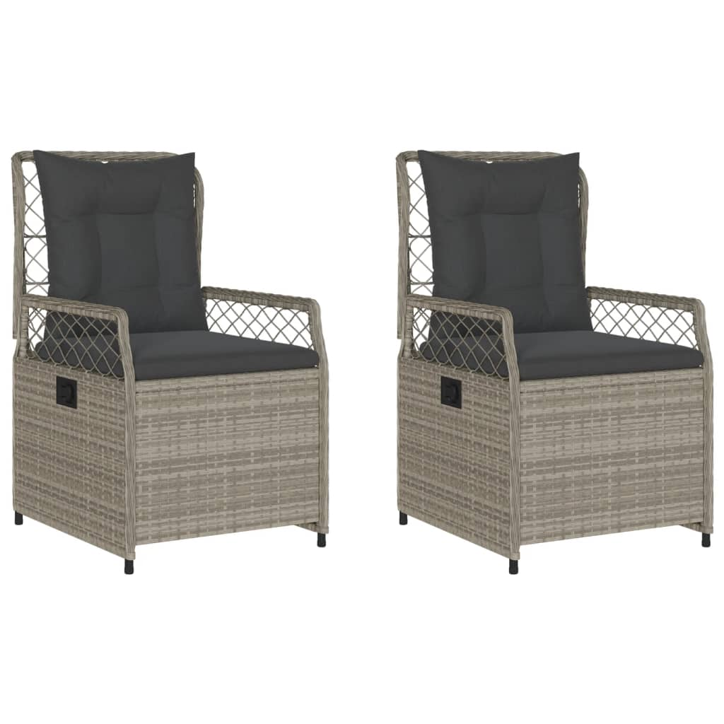2 db világosszürke polyrattan dönthető kerti szék (368666)