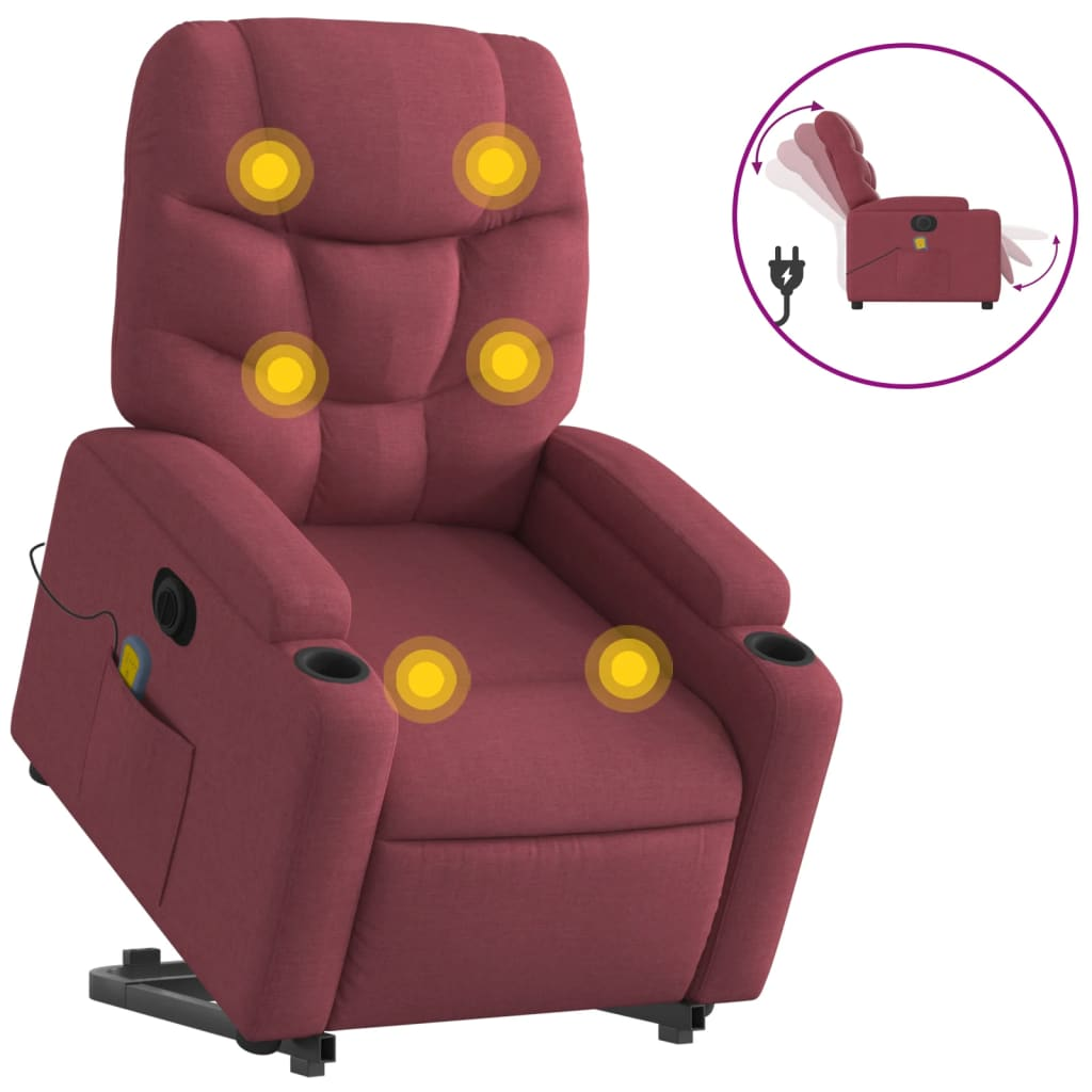 bordó szövet dönthető elektromos álló masszázsfotel (3204635)