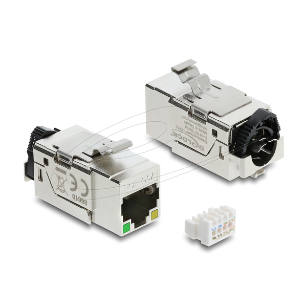 DELOCK Keystone Modul RJ45 Buchse Cat.6A STP mit PoE LED