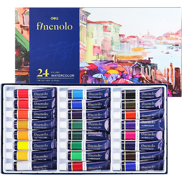 Akvarelové barvy Deli Finenolo - 24 barev po 12 ml