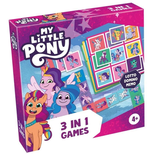 Tactic Peppa Pig My Little Pony 3 in 1 Lotto, Domino, Memo 15 мин Настолна игра Многожанрови