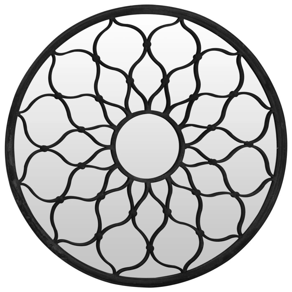 fekete kerek vas tükör beltéri használatra 40 x 3 cm (3093536)