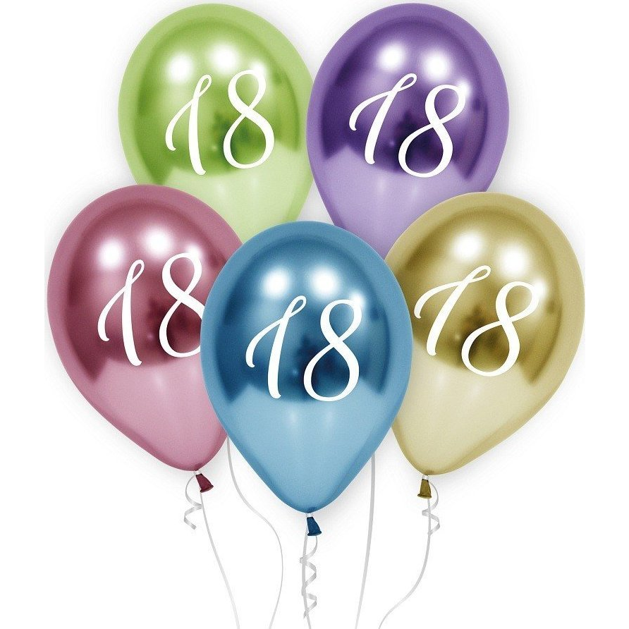 Platina Happy Birthday 18 Platinum Léggömb - 5 db, 30 cm (513735)