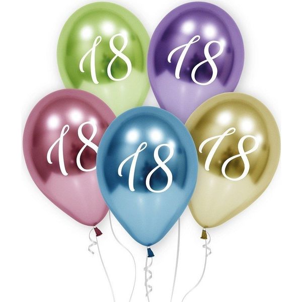 Platina Happy Birthday 18 Platinum Léggömb - 5 db, 30 cm