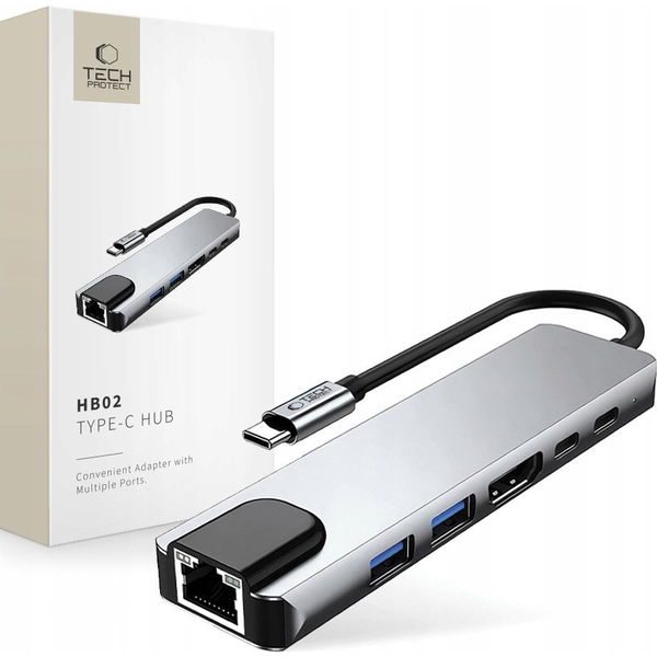 Tech-Protect Hub rozbočovač adaptér USB USB-A Type-C / HDMI 4K / RJ45 6v1