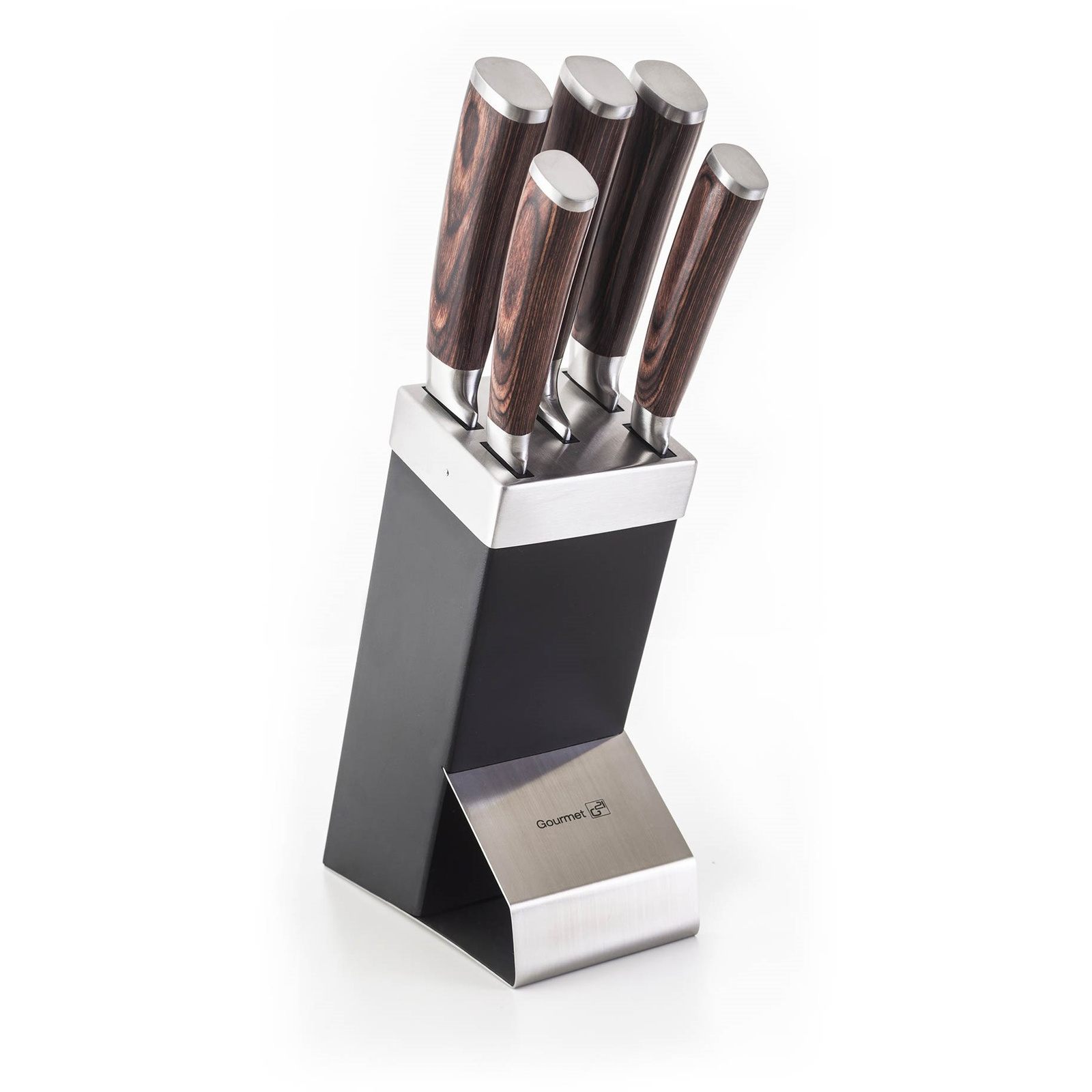 G21 Gourmet Dynamic 5 részes késkészlet + fekete-rozsdamentes acél állvány (NB-P3012)