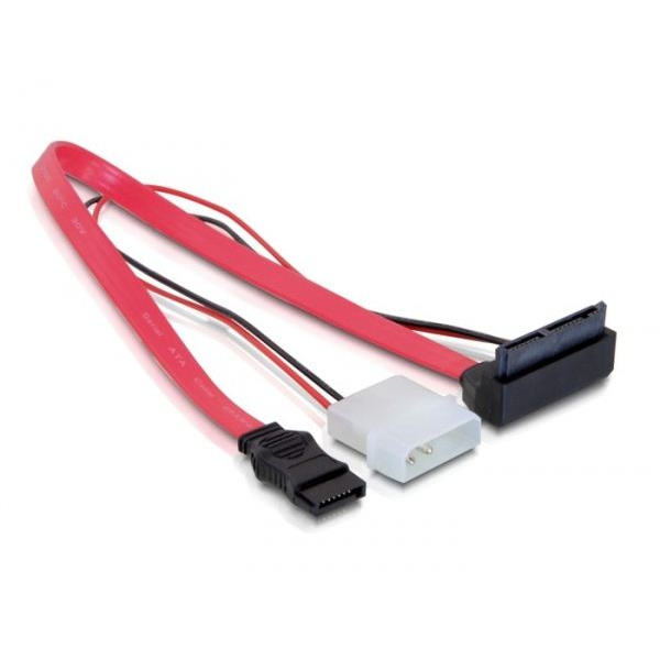Delock Kabel Micro SATA Stecker > 2 Pin Power 5 V / 3,3 V + SATA 7 Pin 30 cm oben gewinkelt