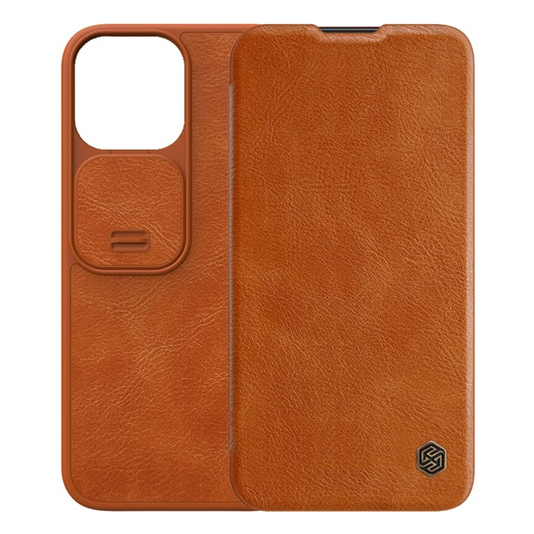 Nillkin Qin Pro Apple iPhone 14 Bőr Tok - Barna (GP-126194)