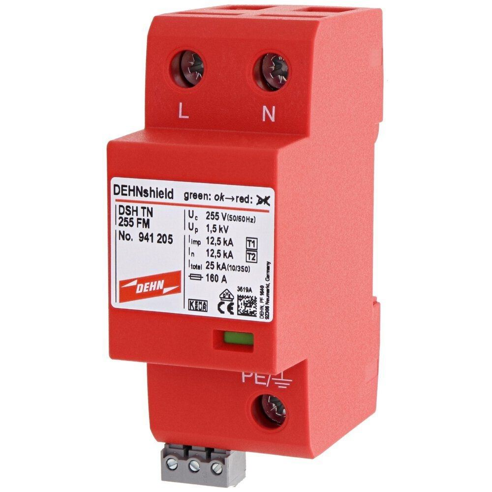 DEHN DSH TN 255 FM shield akalmazásoptimalizált 1. + 2. típusú kombinált villámáram-levezető egyfázisú TN rendszerhez (941205) (dehn941205)