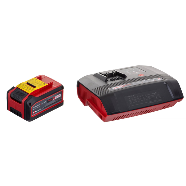 Комплект батерия и зарядно устройство Einhell Power X-Change PLUS 4512143, 18V, 6 Ah, Максимална мощност 1350 W, 1 час време за зареждане