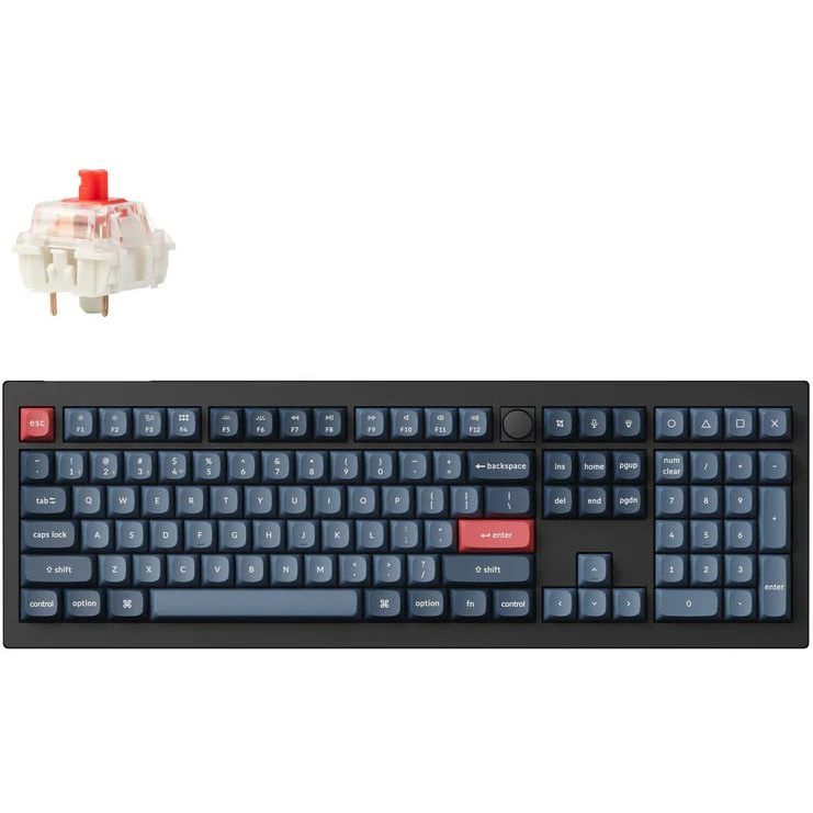 Keychron V6 Max Swappable RGB Backlight Red Switch - Black - Knob Version, US (V6M-D1)