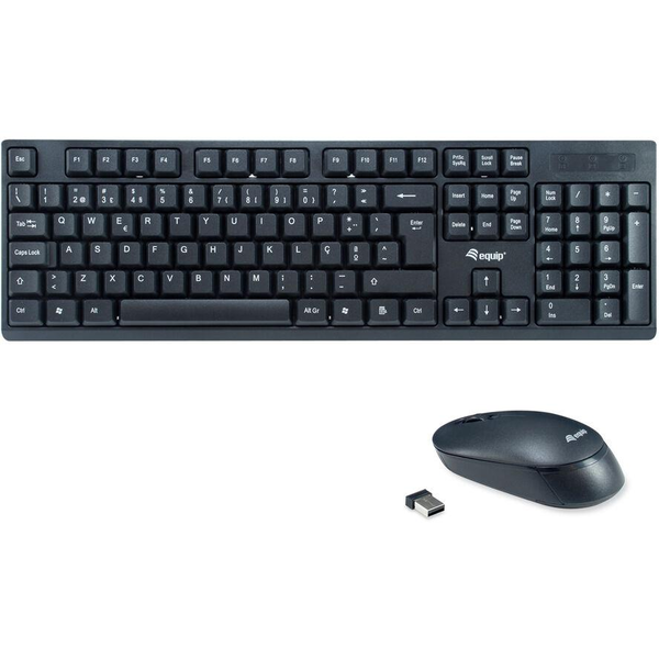 Equip 245222 Tastatur Maus enthalten RF Wireless Portuguesisch Schwarz