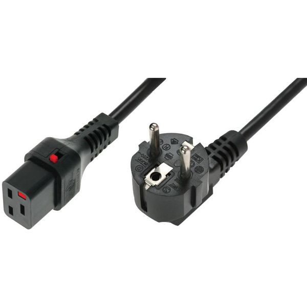 EFB Netzkabel Schutzk. 90°-C19 180°,IEC Lock,sw,2.0m,3x1.50