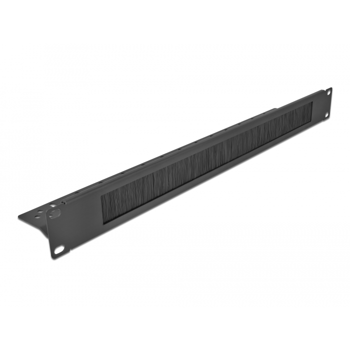 Delock 19 kábelkezelő kefesorral kábelrögzítővel IU fekete (66846) (66846)