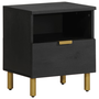 Mesita De Noche Madera Maciza De Ingeniería Negra 40x33x46 Cm Vidaxl