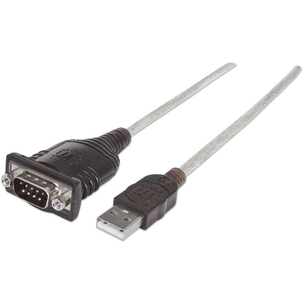 Manhattan 151856 sériový kábel Strieborná 0,45 m USB A Serial/COM/RS232/DB9