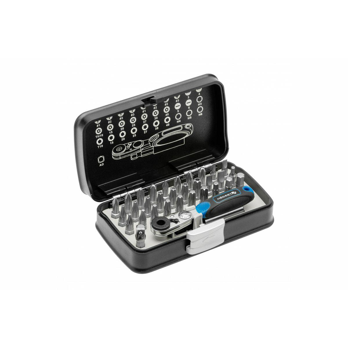 Högert Bit Szett - 33 db, Racsnis Kulccsal (HT1R460)