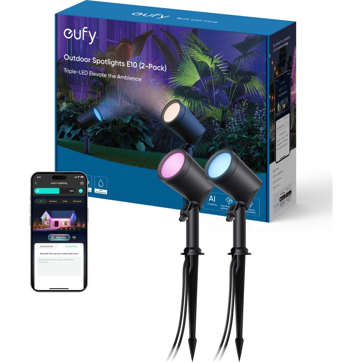 Anker , eufy Outdoor Spot Light, Black (2 pack) (T8L20311) (T8L20311)
