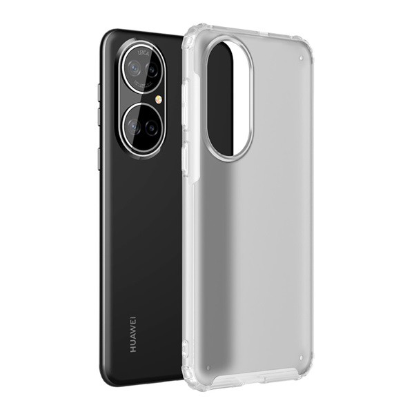 Műanyag telefonvédő (közepesen ütésálló, szilikon keret, kamera védelem, matt) ÁTLÁTSZÓ [Huawei P50] (5996591134581)