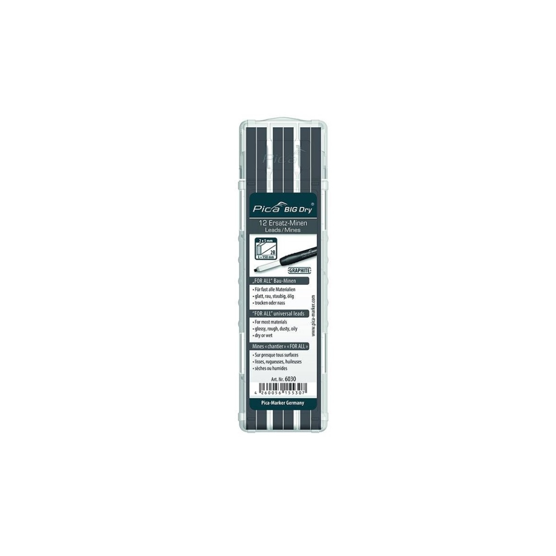 Pica 6030 Big Dry Asztalos ceruza utántöltő szett 5mm - Grafit (6030)