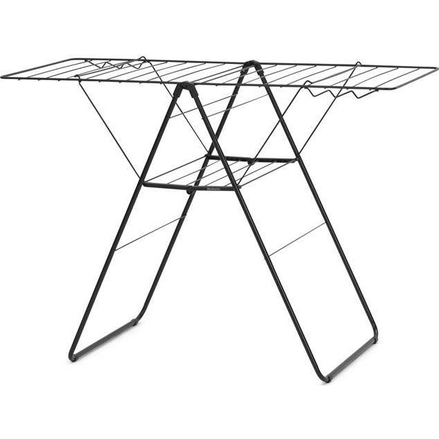 Brabantia HangOn Drying Rack ruhaszárító állvány, 20m szárítási hossz, 6db ruhaakasztó kampó, 12kg teherbírás, összecsukható, acél, matt fekete - 403408 (403408)