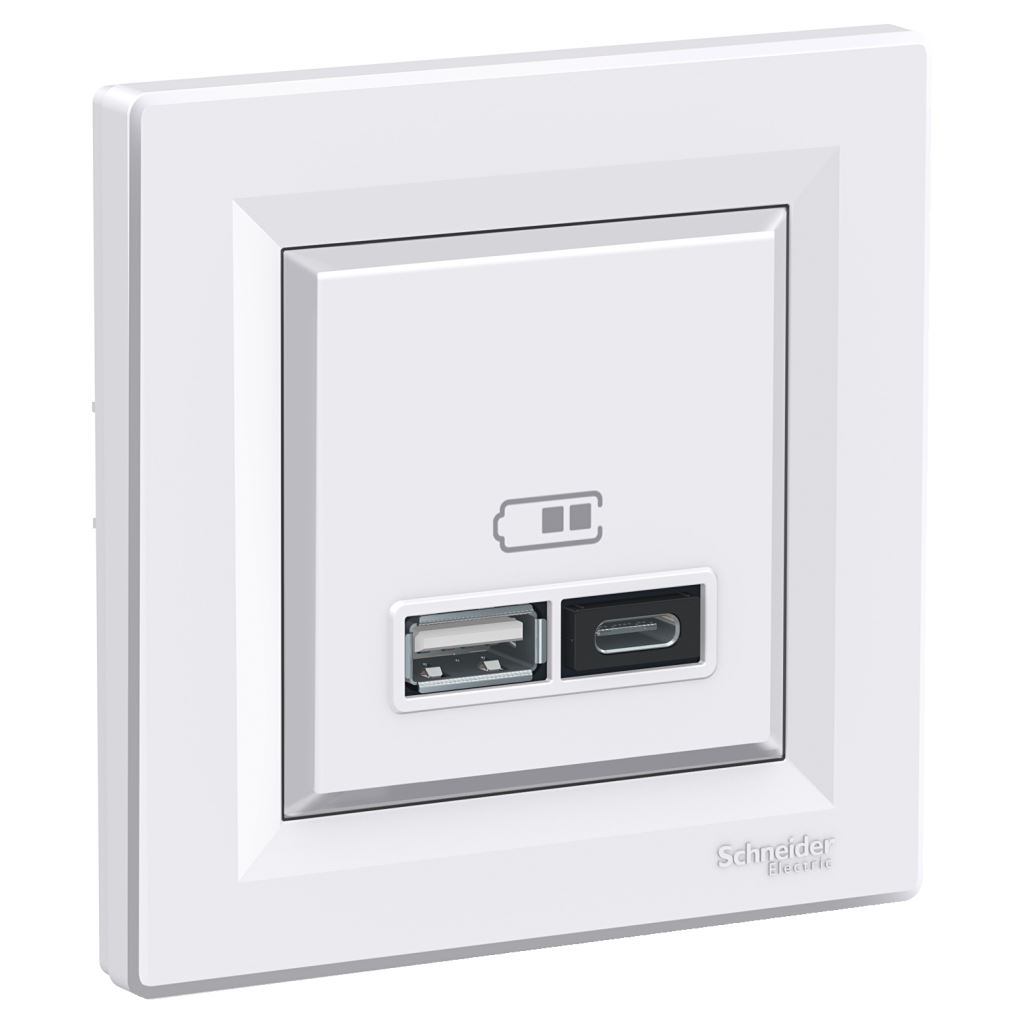 Schneider EPH2700321 ASFORA 2,4A/A+C dupla USB töltő fehér (EPH2700321)