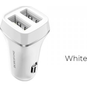 Borofone - autós töltő 2x USB, fehér