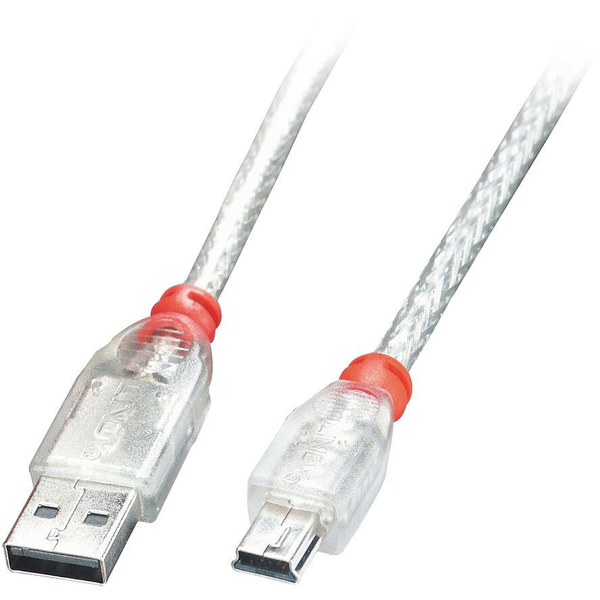 Lindy 41782 USB-kabel USB 2.0 1 m USB A Mini-USB B Transparent